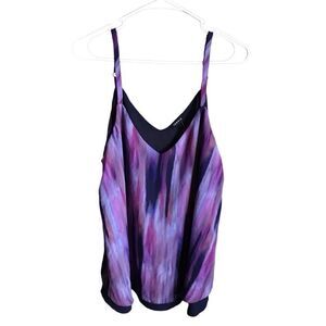 Torrid Size 1 = 1XL tank cami purple navy blue shirt layered adjustable straps